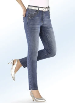 5-Pocket-Jeans Mit Perlen- Und Schmucksteinbesatz