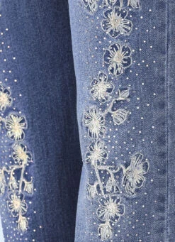 Edel-Jeans Mit Stickerei-Applikationen Und Glitzersteinchen -Angebote Trend Seele Store edel jeans mit stickerei applikationen und glitzersteinchen farbe jeansblau groesse 052 2