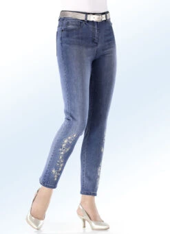 Edel-Jeans Mit Stickerei-Applikationen Und Glitzersteinchen -Angebote Trend Seele Store edel jeans mit stickerei applikationen und glitzersteinchen farbe jeansblau groesse 052