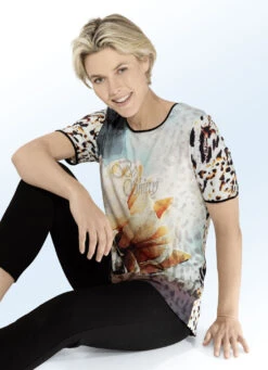 Effektvolles Shirt Mit Raubtierfell-Dessin