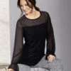 Exzellentes Shirt Mit Chiffon-Verarbeitung
