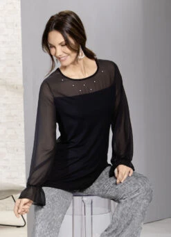 Exzellentes Shirt Mit Chiffon-Verarbeitung