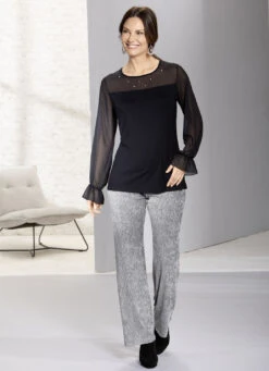 Exzellentes Shirt Mit Chiffon-Verarbeitung 7 Exzellentes Shirt Mit Chiffon-Verarbeitung -Angebote Trend Seele Store exzellentes shirt mit chiffon verarbeitung farbe schwarz groesse 040 3