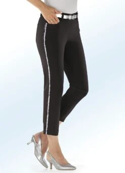 Hose In 7/8-Länge Mit Silberfarbenem Galonstreifen -Angebote Trend Seele Store hose in 78 laenge mit silberfarbenem galonstreifen farbe schwarz groesse 050