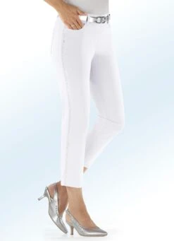 Hose In 7/8-Länge Mit Silberfarbenem Galonstreifen -Angebote Trend Seele Store hose in 78 laenge mit silberfarbenem galonstreifen farbe weiss groesse 038