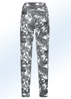Hose In Trendiger Blätter-Dessinierung -Angebote Trend Seele Store hose in trendiger blaetter dessinierung farbe schwarz weiss groesse 023 1