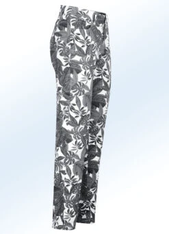 Hose In Trendiger Blätter-Dessinierung -Angebote Trend Seele Store hose in trendiger blaetter dessinierung farbe schwarz weiss groesse 023