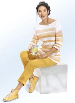 Hose Mit Dekorativem, Kontrastfarbenem Zierband -Angebote Trend Seele Store hose mit dekorativem kontrastfarbenem zierband farbe maisgelb groesse 019 3