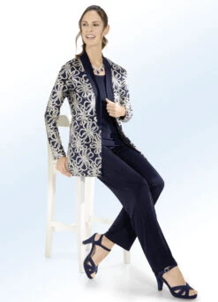 Hose Mit Edlem Glanz In Extra-Kurzgrößen -Angebote Trend Seele Store hose mit edlem glanz in extra kurzgroessen farbe nachtblau groesse 205 2