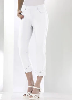 Hose Mit Floralen Lochstickereien -Angebote Trend Seele Store hose mit floralen lochstickereien farbe weiss groesse 023 2