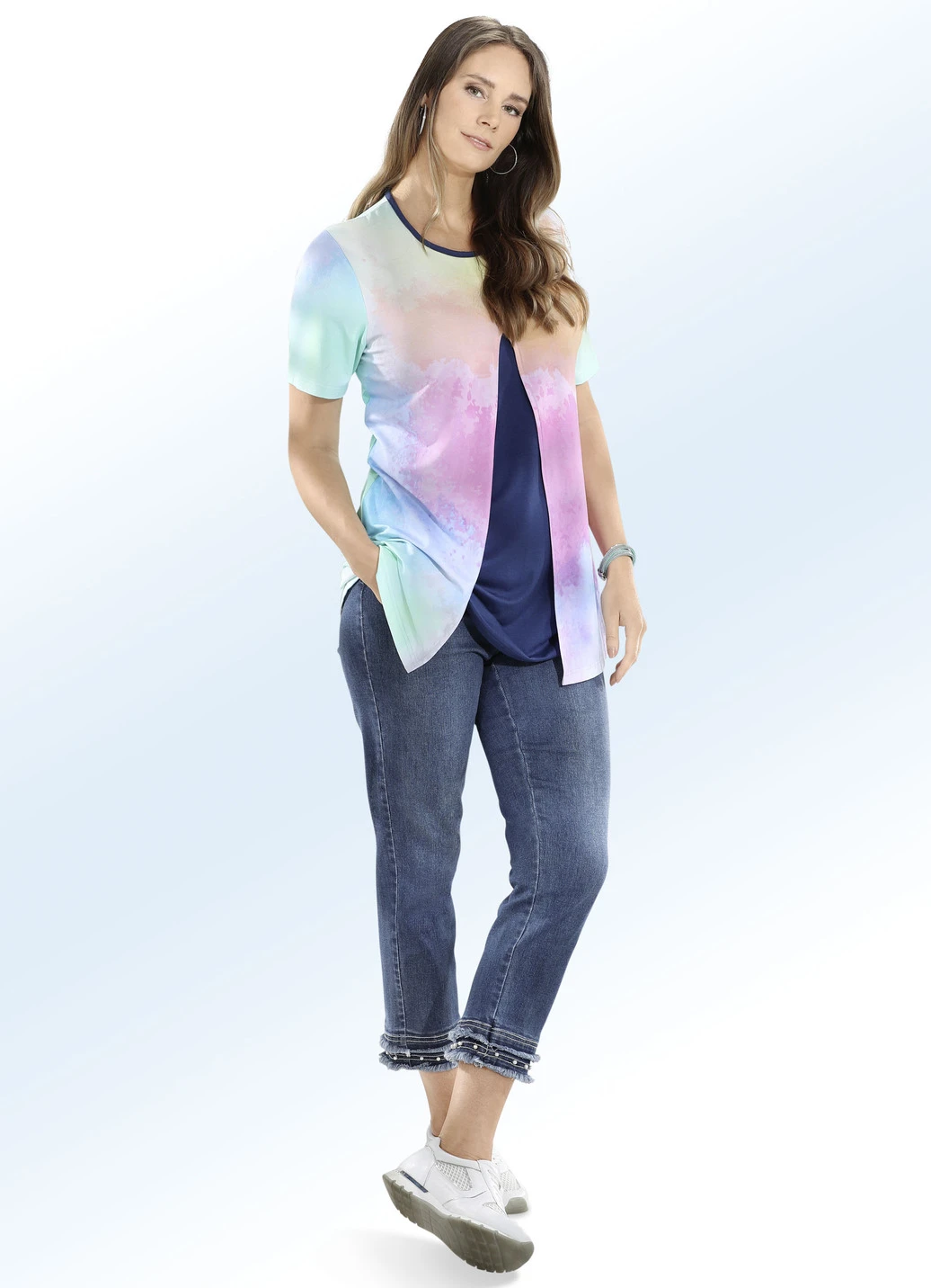 Jeans In 7/8-Länge Mit Fransensaum Und Schöner Perlenzier 2 Jeans In 7/8-Länge Mit Fransensaum Und Schöner Perlenzier – Bild 2