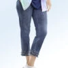 Jeans In 7/8-Länge Mit Fransensaum Und Schöner Perlenzier