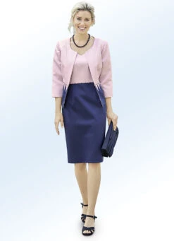 Kleid Mit Bolero Und Perlen- Sowie Strasssteinzier