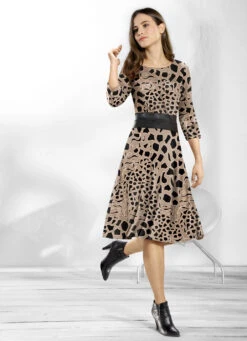 Kleid Mit Lederimitateinsatz