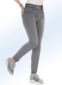 Knöchellange Jeans Mit Modischer Saumfärbung -Angebote Trend Seele Store knoechellange jeans mit modischer saumfaerbung farbe grau groesse 020 1