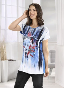 Longshirt Mit Farbbrillantem Inkjet-Druck In 2 Farben