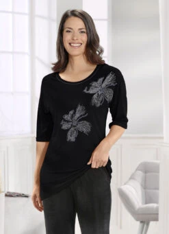 Longshirt Mit Silberfarbener Flatlock-Naht In 2 Farben