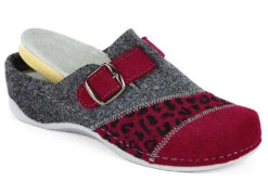 Mubb Pantoffel Mit Raubtierfell-Prägung -Angebote Trend Seele Store mubb pantoffel mit raubtierfell praegung farbe granatrot anthrazit groesse 038 1