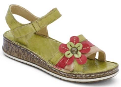 Sandalette In 3 Farben Mit Flotter Lederblüte, Weite G