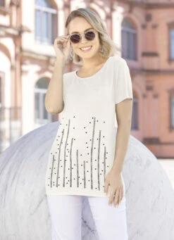 Shirt Mit Aufwendiger Plättchenzier In 2 Farben