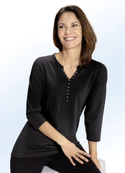 Shirt Mit Feinen Schmucksteinen In 2 Farben