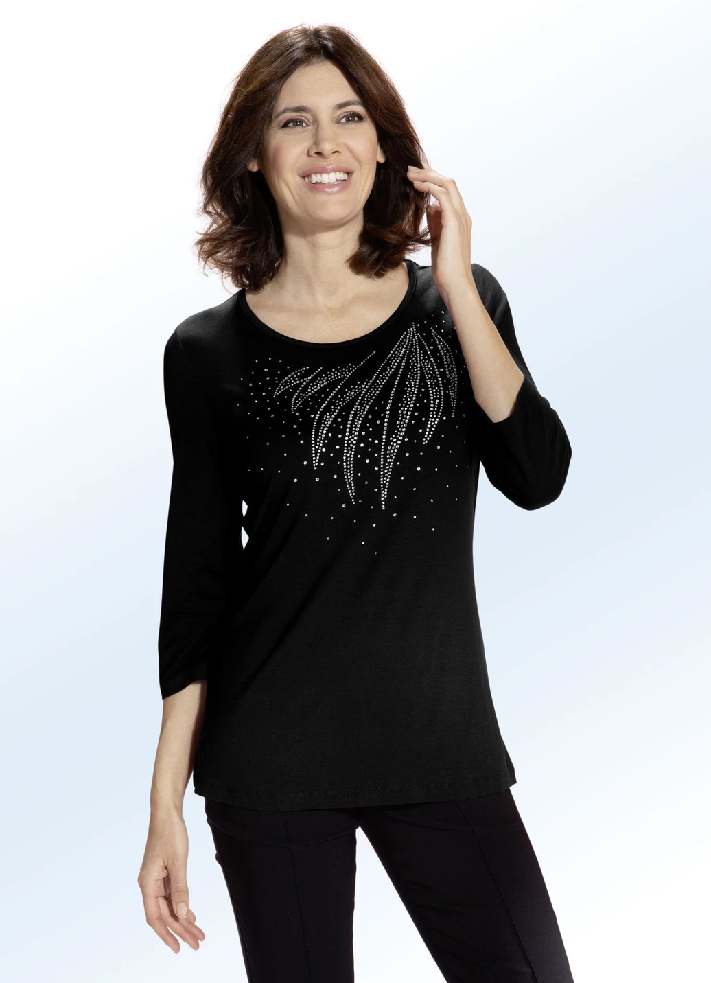 Shirt Mit Schmückender Steinzier In 2 Farben 2 Shirt Mit Schmückender Steinzier In 2 Farben – Bild 2