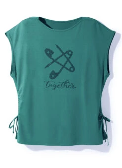 Shirt Mit Seitlicher Raffung Durch Bindeband In 2 Farben