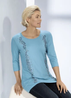 Shirt Mit Strass-und Plättchenzier In 3 Farben