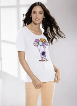 Shirt Mit Strasszier Im Vorderteil In 2 Farben