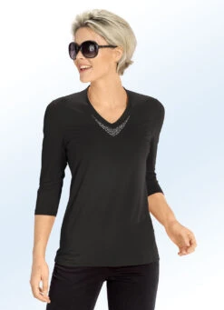 Shirt Mit V-Ausschnitt In 5 Farben -Angebote Trend Seele Store shirt mit v ausschnitt in 5 farben farbe schwarz groesse 042