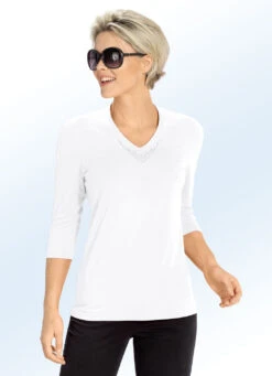 Shirt Mit V-Ausschnitt In 5 Farben -Angebote Trend Seele Store shirt mit v ausschnitt in 5 farben farbe weiss groesse 046