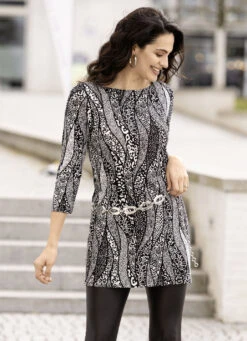 Shirt-Tunika Mit Alloverdruck